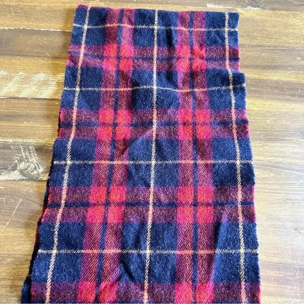 Vintage Disney Winnie The Pooh Plaid Grid Lambs Wool Scarf Winter Embroidered